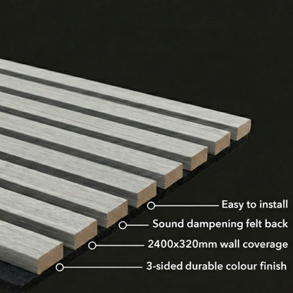 Panel Haus Colour Black Acoustic Slat Wall Panel - 240cm x 32cm (2pack)