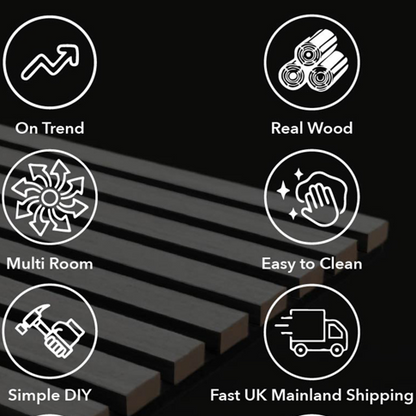 Panel Haus Premium 3-sided Wood Veneer Grey Oak Acoustic Slat Wall Panel - 240cm x 32cm (2 pack)